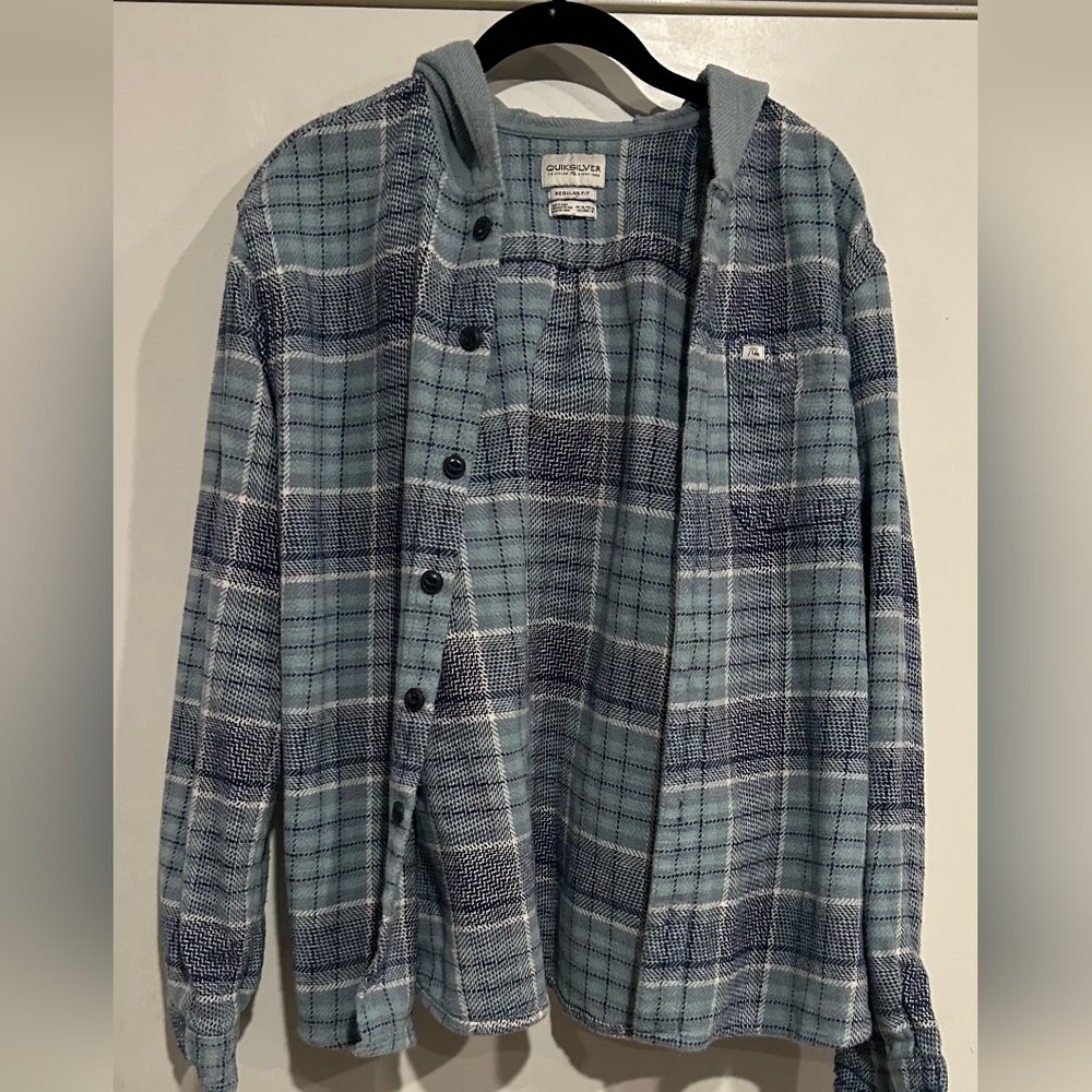 Guess Teal and Navy Plaid Shirt